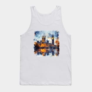 London Landmarks Night Scenery UK Historical Buildings Tank Top